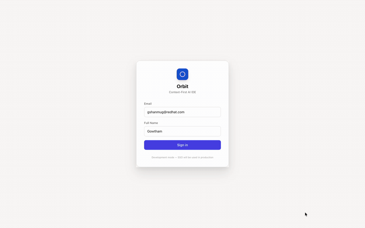 Orbit UI demo showing the explorer, workspace, and AI chat